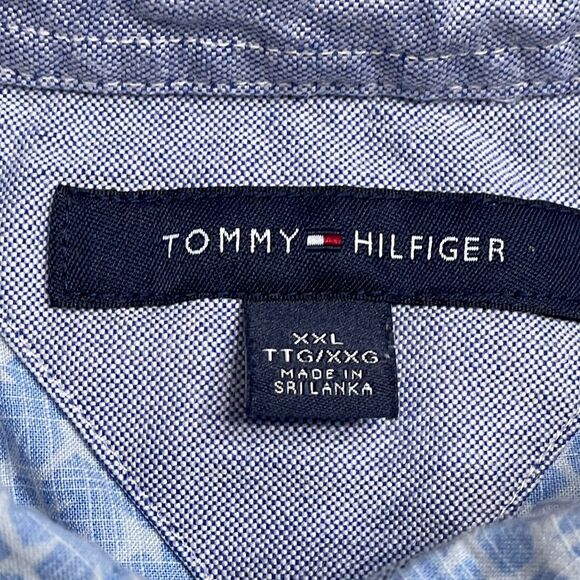 Tommy Hilfiger Button Down Shirt Size XXL Blue Floral Design - Picture 4 of 5